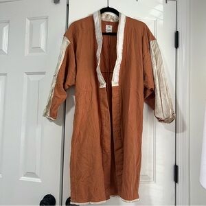 VisVim WMV 100% Wool Long Jacket Cardigan Kimono Robe Coat Blouse Neutral Tone 2